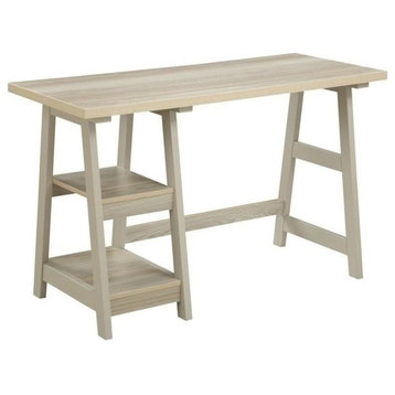 Scranton & Co Contemporary Wood Trestle Desk in Weathered White