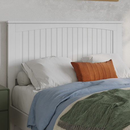 AFI Nantucket Full Wood Panel Headboard with USB Charging Station in White