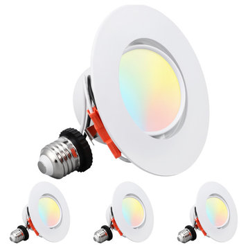 12 Pack 4" 5CCT Gimbal LED Recessed Light Dimmable, 10W CRI90 Retrofit Can Light
