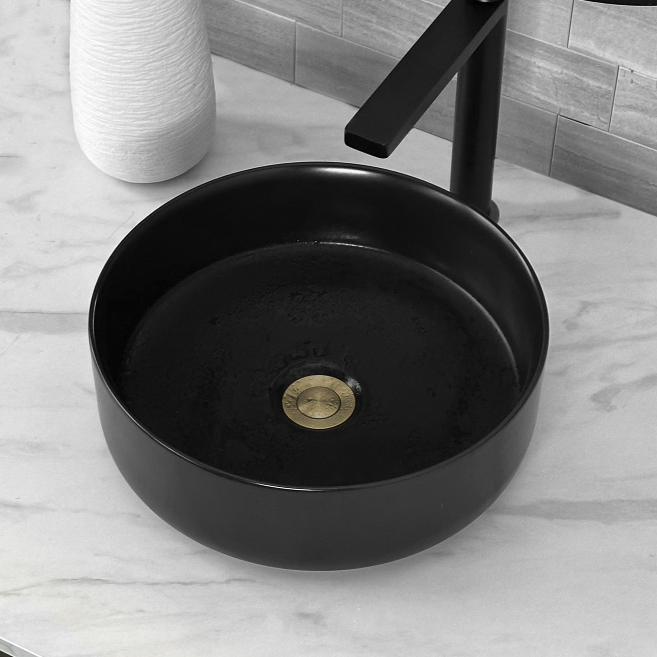 STYLISH Brushed Gold Standard Pop-Up Vessel Sink Drain with Overflow Set of 2