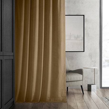 Signature Blackout Velvet Curtain Single Panel, Amber Gold, 50"x96"