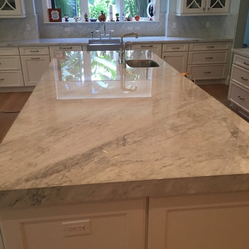 White Carrera kitchen countertops