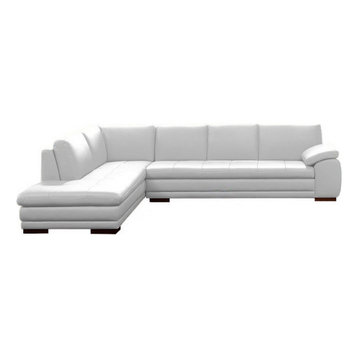 625 Modern Italian Leather Sectional by J&M, White, Left Facing Chaise