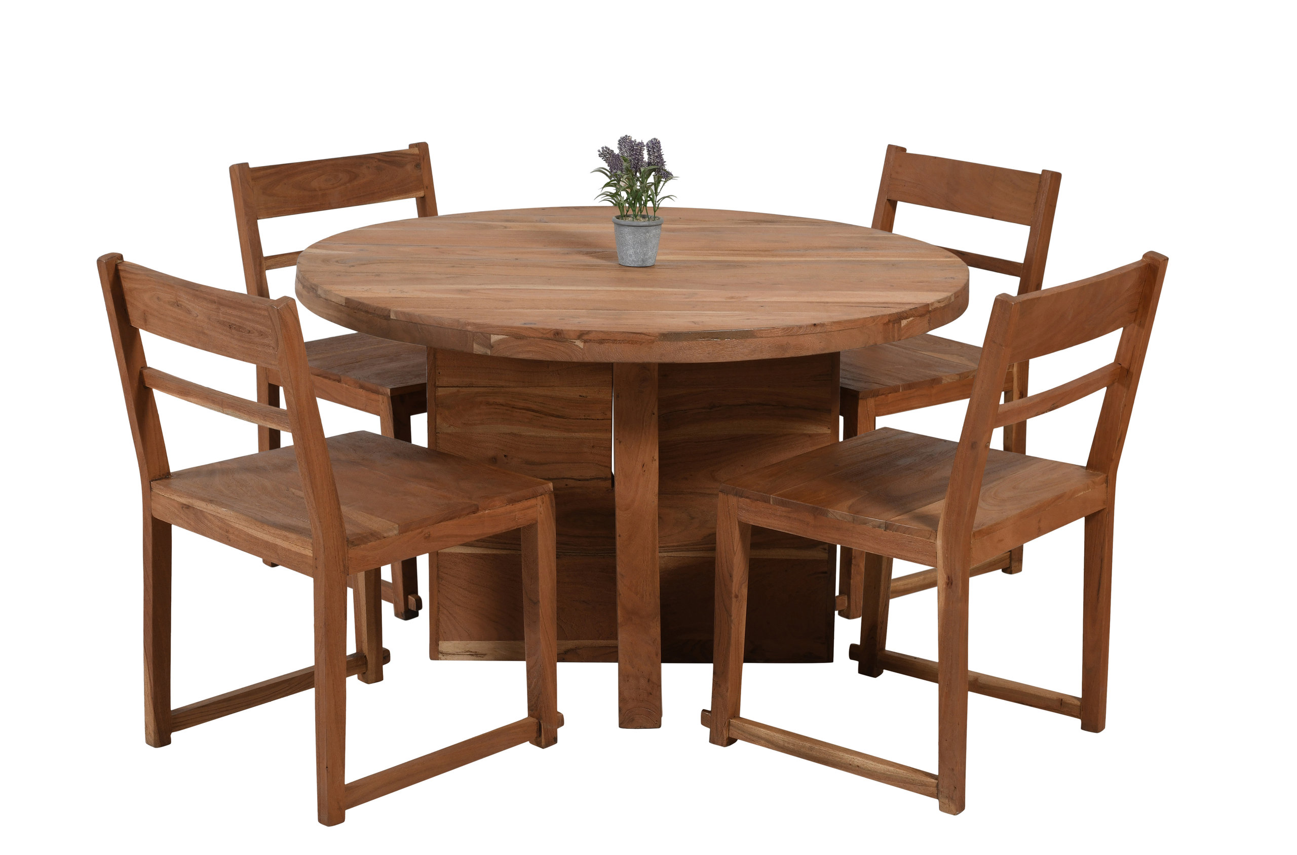 Fernious 48" Round Dining Table, Natural Finish on Mango Solid Wood ...
