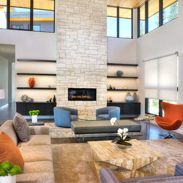 Warm contemporary family room