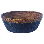 Bindah - Bowl Ata Blocked Beauty - This elegant small oval bowl is handwoven with strong and durable ata vines and handsewn with beautiful crystal-cut and round black and bronze beads.  This bowl is functional as well as beautiful for display.  Consider this bowl as the perfect classic gift.