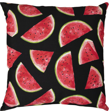Watermelon Slices Pillow - Black, Red