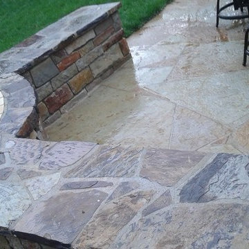 Natural Stone fire pit Stone walls stairs flagstone patio in chesterfield, mo