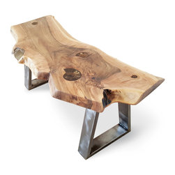 ammonite fossil & slab walnut coffee table - Coffee Tables