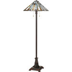 Quoizel - Quoizel TFMK9362VA Maybeck 2 Light Floor Lamp in Valiant Bronze - The Maybeck is a chic interpretation of timeless Tiffany style. The classic tapered silhouette features a staggered edge that emphasizes the intricate details of the Tiffany glass. Finished in valiant bronze, this stately collection is sure to add warmth and sophistication to your space.