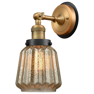 Chatham 1 Light Mixed Metals Sconce, Brushed Brass, Mercury