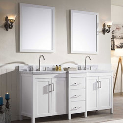 73 inch Contemporary Double Sink Bathroom Vanity Set in White Finish - Bathroom Vanities And Sink Consoles