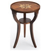 24" Brown And Olive Ash Manufactured Wood Round End Table With Shelf