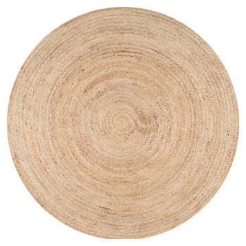 nuLOOM Hand Woven Jute and Sisal Rigo Area Rug, Natural, 8' Round