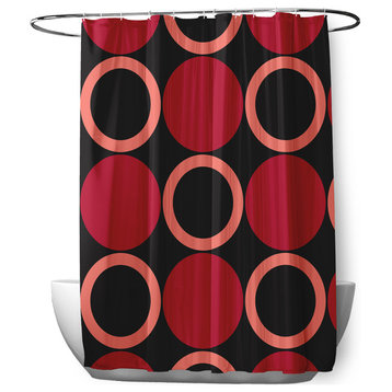 70"Wx73"L Mod Circles Shower Curtain, Dark Red