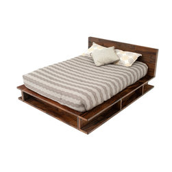 Reclaimed Wood Bed with Shelves - Beds