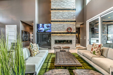 Living room - contemporary living room idea in Omaha