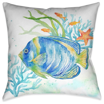 Laural Home Sea Life Angelfish Indoor Decorative Pillow, 18"x18"