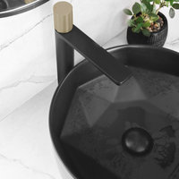 STYLISH Vessel Sink Pop-Up Drain with black ceramic cap without overflow