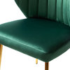 4 Pack Dining Chair, Elegant Gold Legs With Velvet Seat Channeled Back, Green