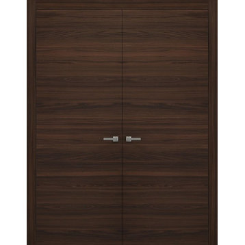 Interior Modern French Double Doors | Planum 0010 Chocolate Ash, 48"x80"