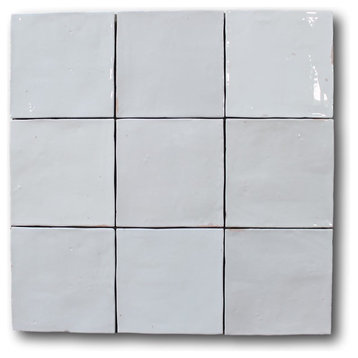 Mestizaje Zellige 5 x 5 Ceramic Tiles - White Gloss, 9 Sq Ft