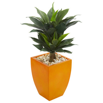 Nearly Natural 37� Double Agave Succulent Artificial Plant in Slate Planter
