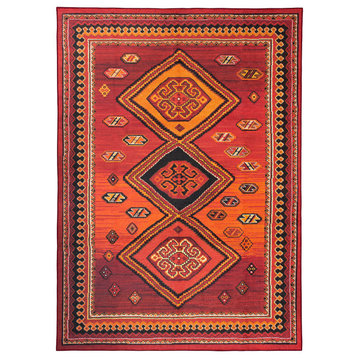My Magic Carpet Phoenix Kilim Garnet Rug, 5'x7'