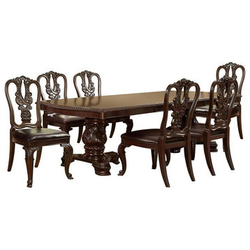 Furniture of America Ramsaran Wood 7-Piece Dining Set in Brown Cherry