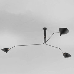Serge Mouille - Serge Mouille 3 Arm Ceiling Lamp - Flush-mount Ceiling Lighting