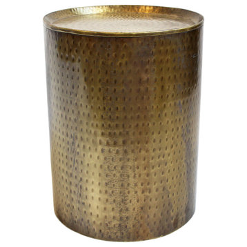 Brass Hammered Round Side Table