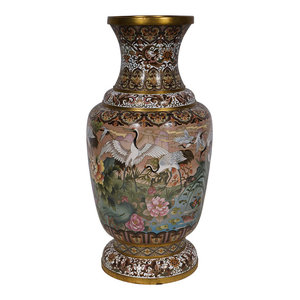 Consigned Antique Chinese Cloisonne Vases 2 Piece Set