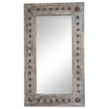 Puebla Solid Wood Wall Mirror, Gray, 30x30