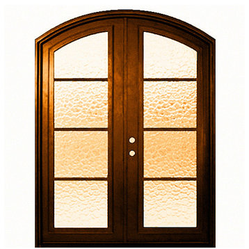 72''x96'' Wrought Iron Entry French Door With Double LOW-E Glass, Right Hand