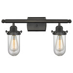 Innovations Lighting - Kingsbury 2-Light LED Bath Fixture, Oil Rubbed Bronze, Glass: Clear - The Austere makes quite an impact. Its industrial vintage look transports you back in time while still offering a crisp contemporary feel. This sultry collection has a 180 degree adjustable swivel that allows for more depth of lighting when needed.
