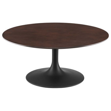 Coffee Table, Round, Wood, Metal, Black Dark Brown, Modern, Lounge Hospitality