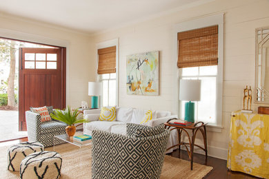 Example of a transitional living room design in Charleston