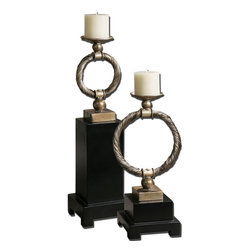 www.essentialsinside.com: kindel, antiqued twisted circled metal candle holders - Candleholders