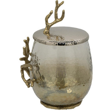 Mabrey Decorative Jar or Canister, Gold and Clear and Silver