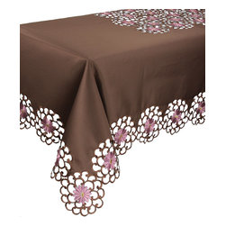 Xia Home Fashions - Daisy Splendor Tablecloth, 60"x60", Copper - Tablecloths