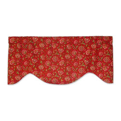 Priority Home and Design - Richloom Red and Pink Jacobean Floral Slubbed Valance - Valances