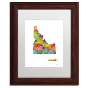 Marlene Watson 'Idaho State Map-1' Framed Art, Wood Frame, 11"x14", White Matte