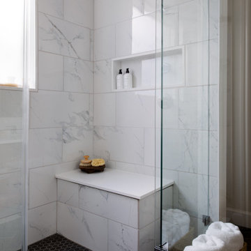 Bathroom Remodel with Glass Shower and Shower Bench