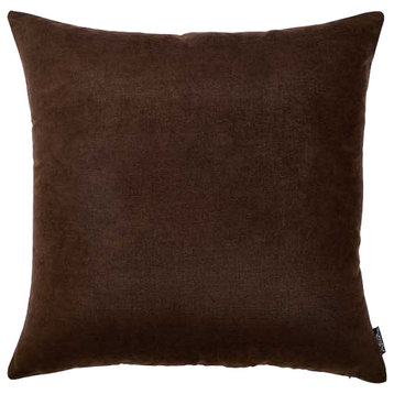Set Of 2 Brown Brushed Twill Decorative Throw Pillow Covers