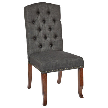 Jessica Tufted Dining Chair, Charcoal Fabric