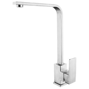 Single Lever 360 Rotate Deck Mount Kitchen Faucet, Brushed Nickel