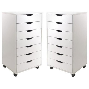 Home Square 2 Piece Composite Wood Filing Cabinet Set with 7 Drawer in White