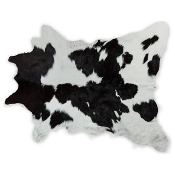 24" x 36" Black And White Calfskin Area Rug