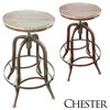Set of 2 Chester Retro Steel Rotating Adjustable Height Barstool - Fire Brown