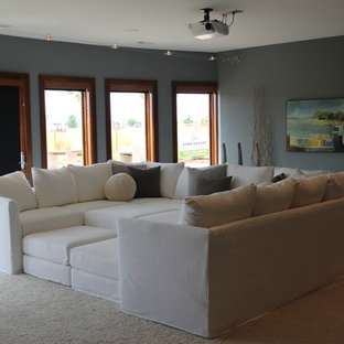 Inspiration for a timeless home theater remodel in Cedar Rapids